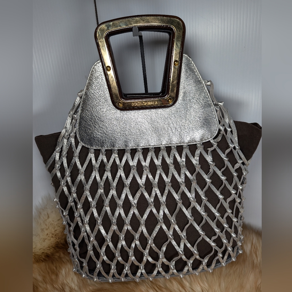 Dolce& Gabbana Metallic Net Handle handbag